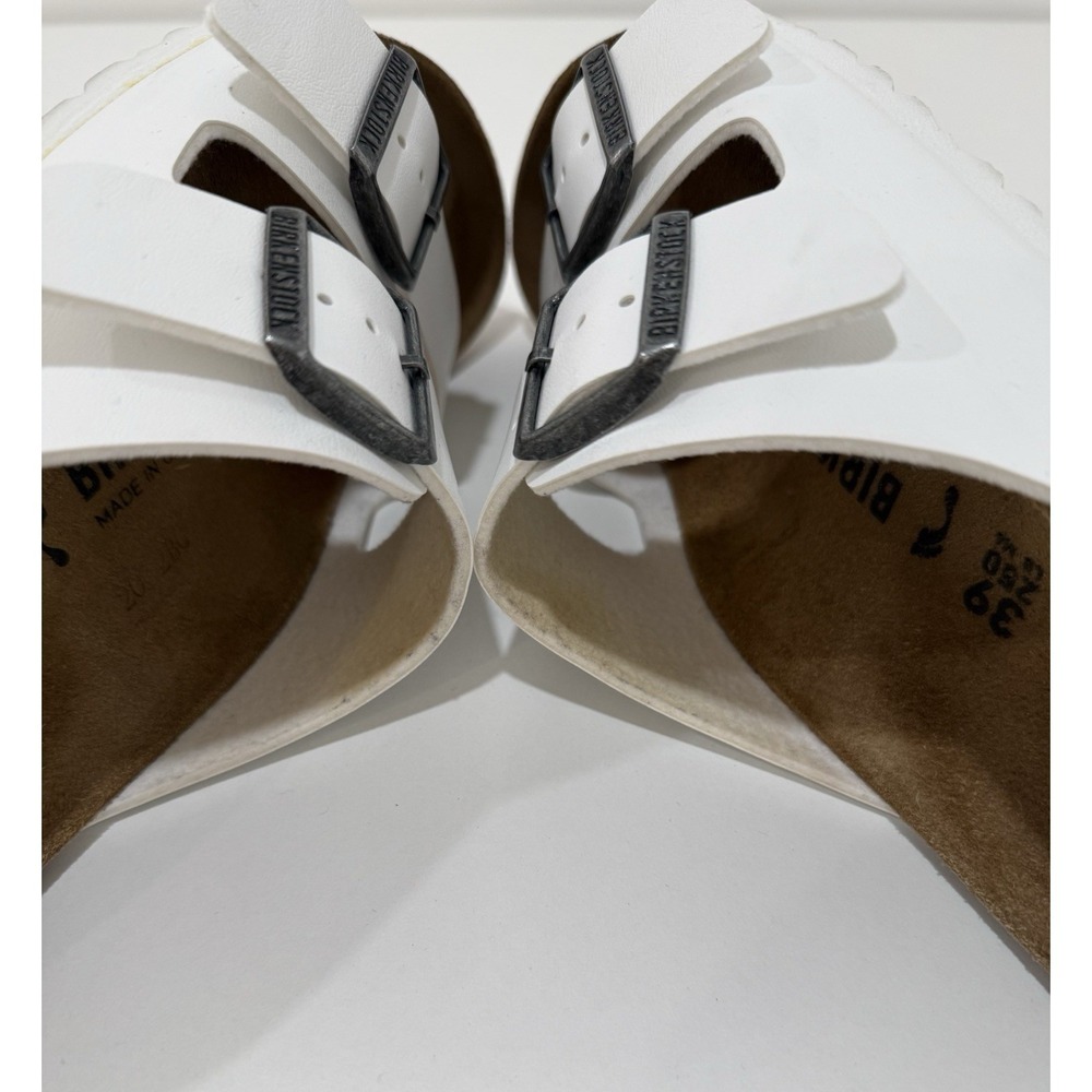 Birkenstock Arizona BS Birko-Faux Leather Sandal White US Women's 8 Regular Fit - Picture 8 of 9